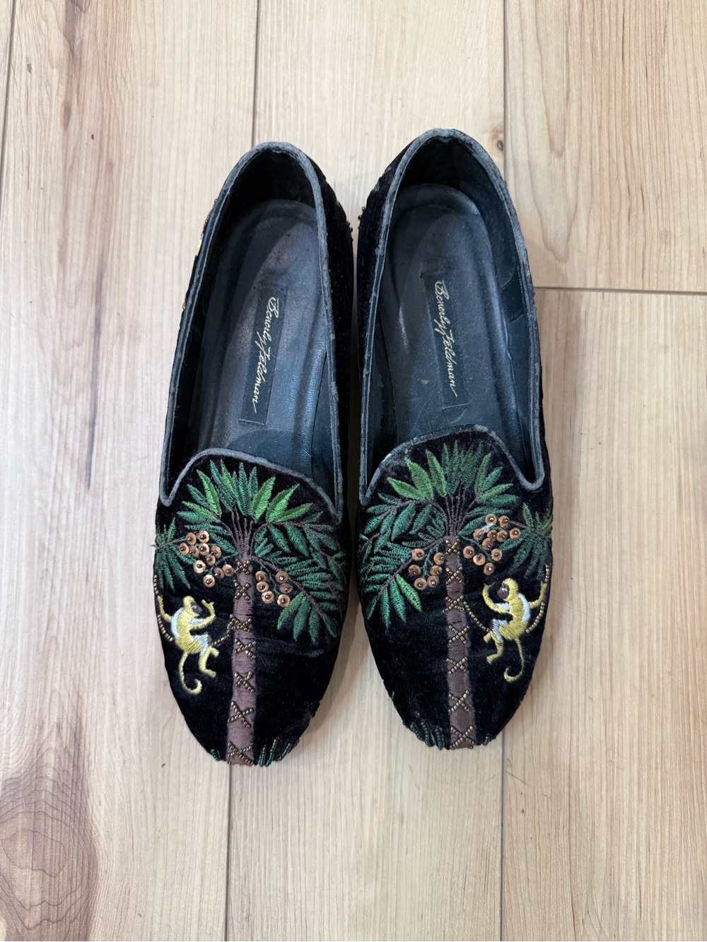 Beverly Feldman “Frankie & Baby” Velvet Loafers